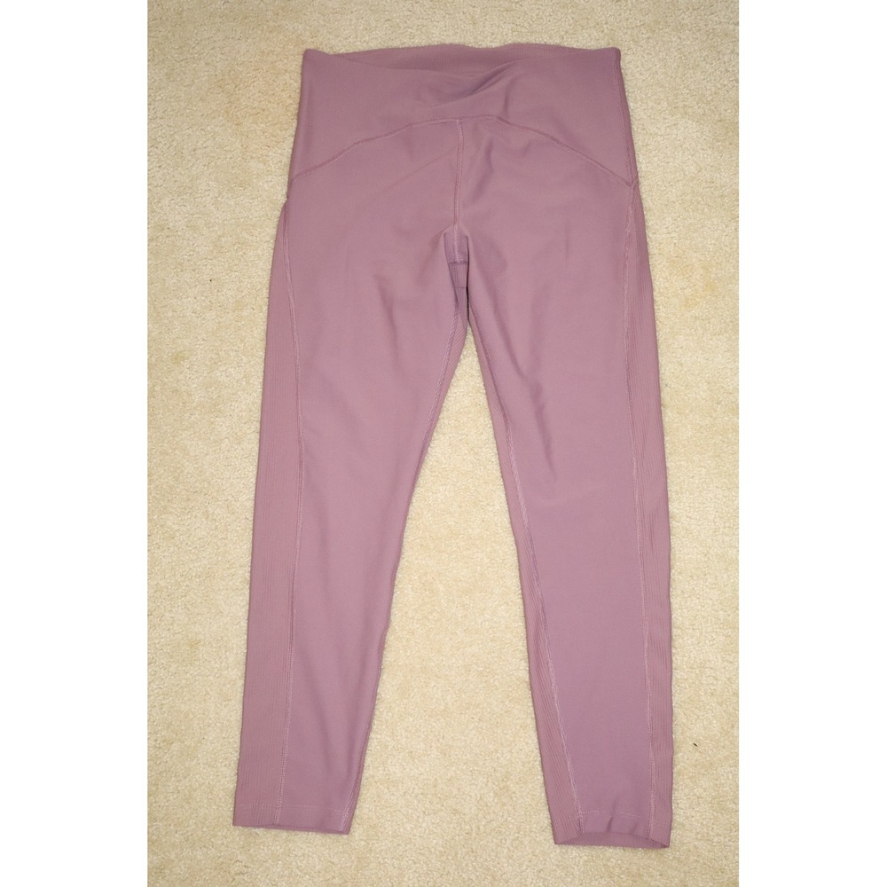 Athleisure Yoga Gym Old Navy PowerSoft Leggings L Mauve Ribbed Go-Dry Activewear